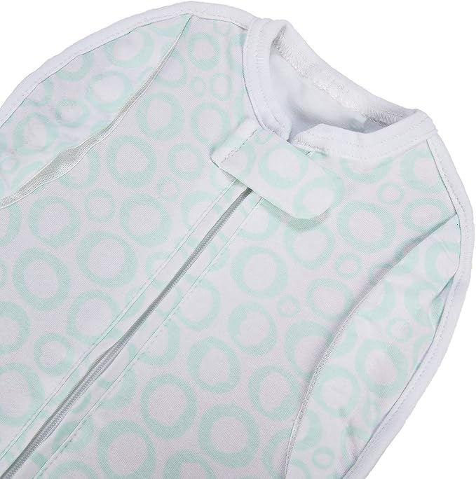 Woombie Convertible Unvented Nursery Swaddling Blankets, Mint O's, 14-19 Pounds