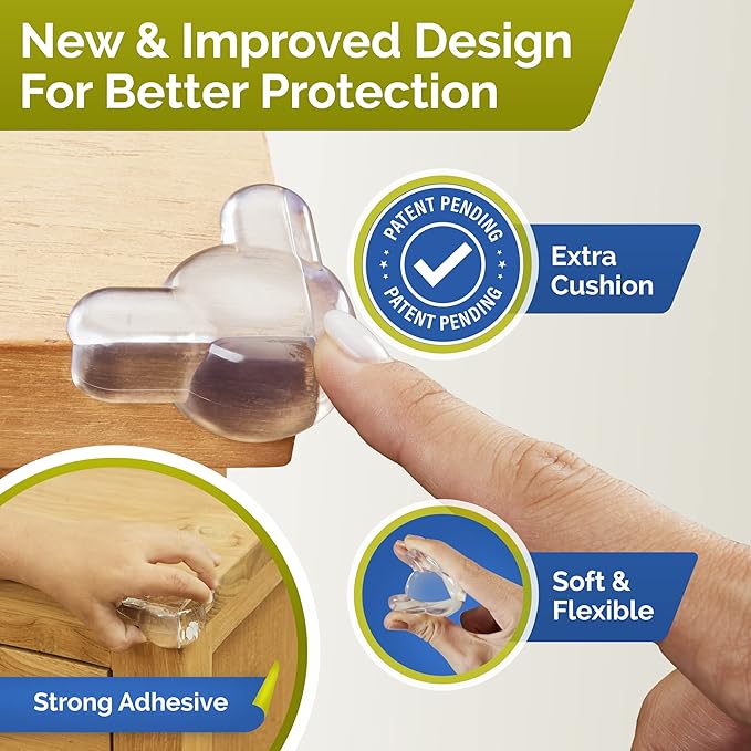 Corner Protectors for Baby (16 Pack) - Patented - New & Improved Edge Protector for Baby – Transparent Corner Protectors - Baby Safety Products to Baby Proof Corners and Edges