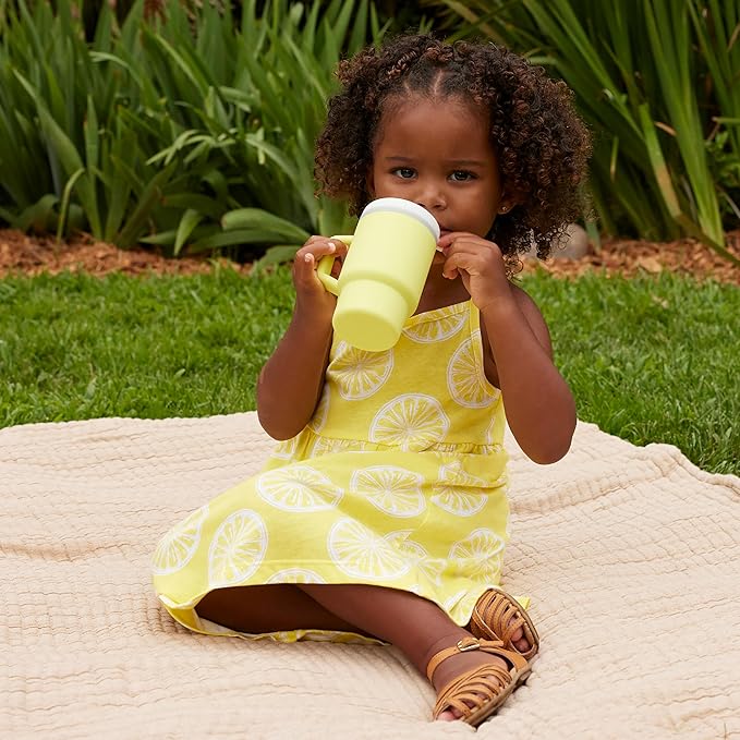Infantino My 1st Tumbler,Silicone Sippy Cup with Straw & Handle,Spill-Resistant Baby Cup for On-the-Go,BPA-Free Transition Bottle,Citrus,(Pack of 6)