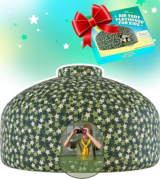 Skywin Delta Dome Air Tent for Kids with Door (77??x 50?? Builds in 30 Seconds, Toddler Tents Indoor for Imaginative Play, Spacious Kids Forts Indoor Playhouse for Boys and Girls (Fan Not Included)