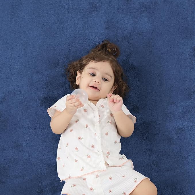 1.3" Thick Baby Floor Play Mat 50x50, Basic Padded Foam Mat for Tummy Time Crawling, Non Slip Cushioned for Babies Toddlers Infants Kids (Blue)