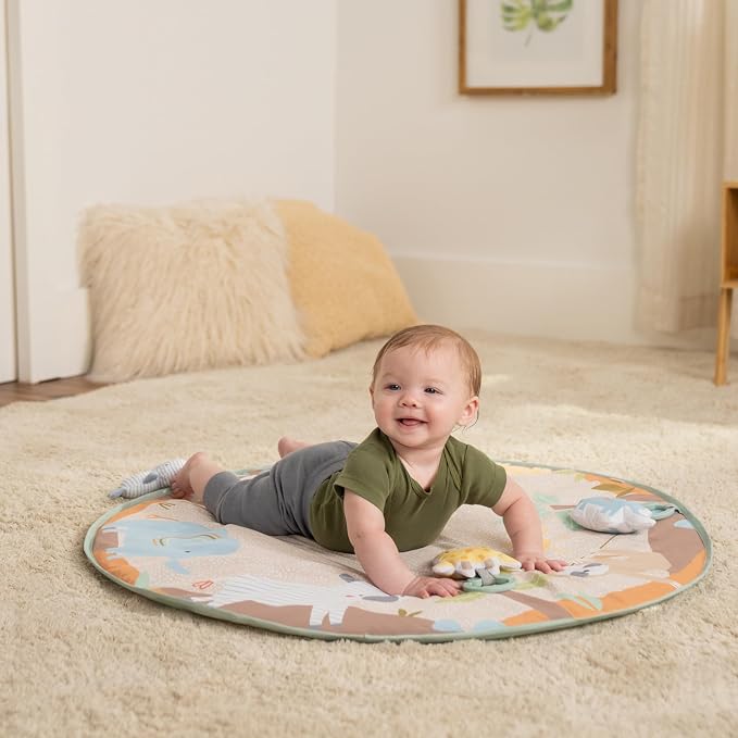 Ingenuity Wonder & Wood Baby Play Mat, Play Gym for Baby, Foldable A-Frame Bar, Machine-Washable Mat, for Ages 0-36 Months