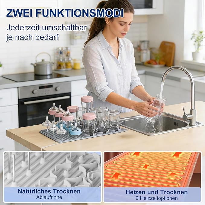 Baby Bottle Drying Rack, 14 Hook Vertical Drying Rack with Detachable Nipple Holder, Drying drip Tray, and Storage Bottle Rack