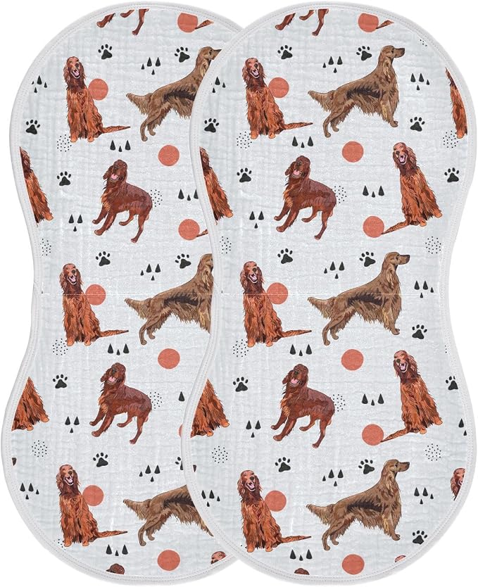 vvfelixl Irish Setter Dog Pattern Burp Cloths for Baby Boy Girls Baby Washcloths Burp Rags 1 Pack