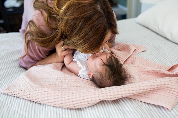 lulujo Soft Cotton Baby Blanket, Waffle Weave