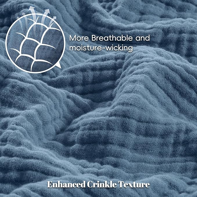 PHF Baby Muslin Swaddle Blanket, 100% Cotton Soft Breathable Receiving Blankets for Boys and Girls, 4-Layer Swaddle Wrap Burping Clothes, Baby Essentials, Large 47 x 47 inches, Prussian Blue