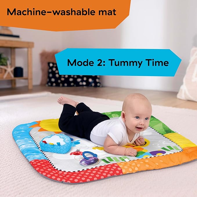 Baby Einstein Cal?™s Curiosity Center Foldaway Play Gym, Educational Activity Gym, with Music & 5 Multisensory Toys; Ages 0 Months and up