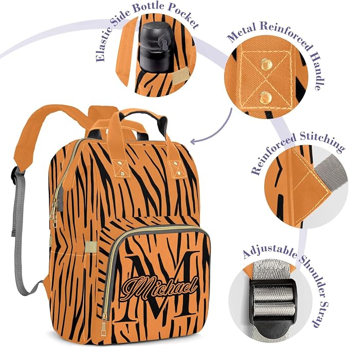 Custom Diaper Backpack, Upgraded Large Capacity Baby Bag with Insulated Pockets, Personalized Diaper Changing Backpack, Multifuction Mommy Bag for Boys and Girls