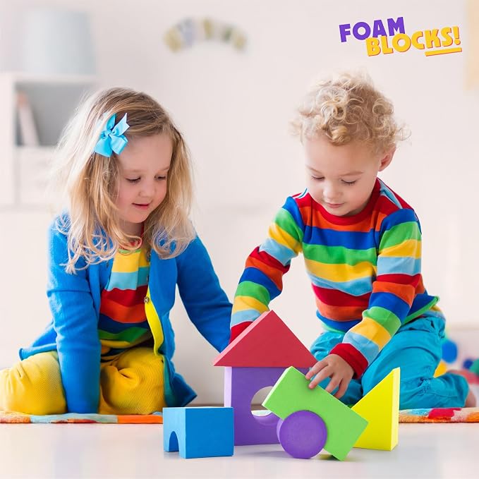 Number 1 in Gadgets Giant Foam Building Blocks, Building Toy for Kids, Ideal Blocks Construction Toys for Toddlers, 50 Pieces Different Shapes and Sizes, Waterproof, Bright Colors, Safe, Non Toxic