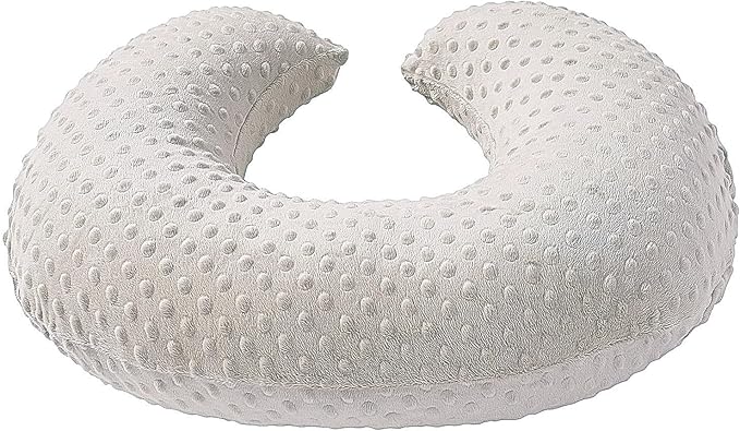 Nursing Pillow and Positioner Breastfeeding and Bottle Feeding, Propping Baby, Tummy Time, Sitting Support for Baby Boy Baby Girl, with Removable Dots Cover (Sand, 22 X 17.7 X 5.9 Inch)