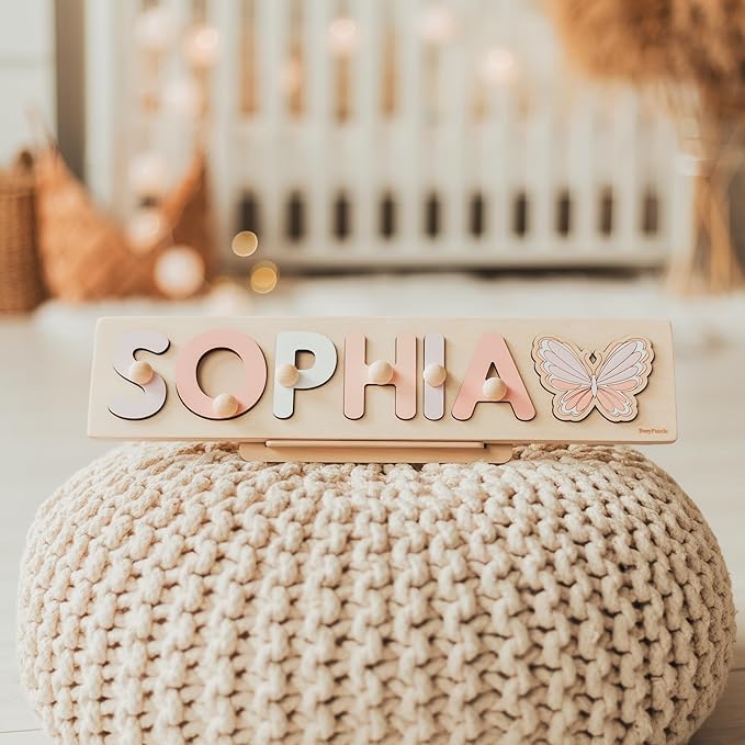 Personalized Name Puzzle Montessori Toys Nursery Decor Customized Puzzle Educational Toy for a 1 Year Old Gifts Kids Name Sign for Nursery Easter Present for Baby