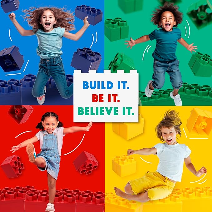 BiggoBlocks Big Blocks for Kids Ages 4-8, Indoor & Outdoor Blocks for Kids Jumbo Games, Large Building Blocks (24 PC) Beginner Set