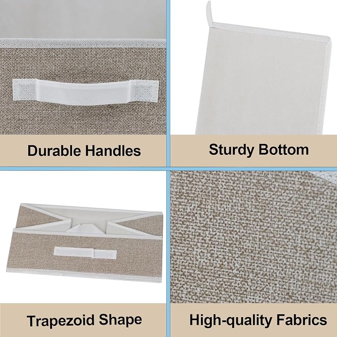 6 Pack Closet Storage Bins for Shelves, Shelf Baskets for Organization,Closet Organizers and Storage,Trapezoid Storage Bin Closet Shelf Organizer for Clothes,Toys,Towel,Book,Baby Clothing (6PC-Coffee)