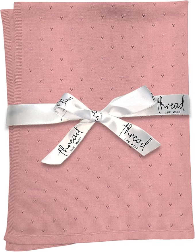 The Heirloom Blanket - 100% Organic Cotton Baby Blanket, American Made, 30x40in - Bassinet, Crib, Stroller - Gift Registry Baby Shower for Newborns and Kids (Blush)