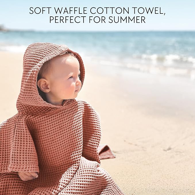 ZICOTO Soft Hooded Beach Towel for Kids - Cute Towel for Babies and Toddler Made of Waffle Cotton - Perfect Lightweight and Absorbent for Bath, Beach, Pool