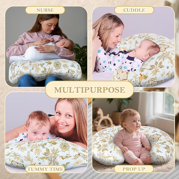 Nursing Pillow & Breastfeeding Pillow ??Ergonomic C-Shape for Breastfeeding & Bottle Feeding, Standard Size Breathable with Washable Cover, Hypoallergenic,Tummy Time & Sitting Support (0-12Months)