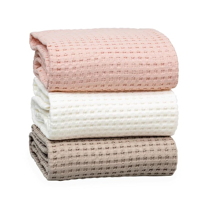 lulujo Soft Cotton Baby Blanket, Waffle Weave