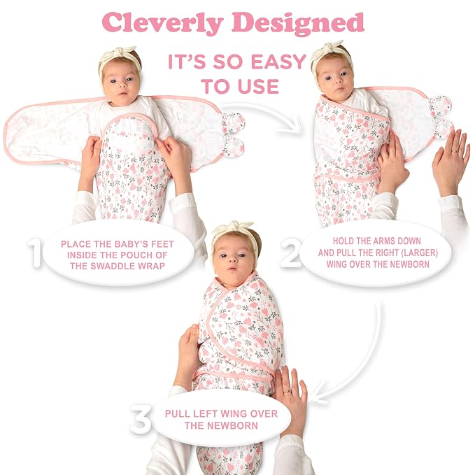 Organic Zipper Swaddle Sleep Sacks – 3-Pack Swaddles for Newborns 0-3 Months, Adjustable & Breathable Infant Sleep Sack, Easy Diaper Change Swaddling Blanket for Baby Girls & Boys
