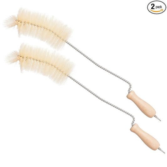 REDECKER Baby Bottle Brush with Pig Bristles and Steel Wire and Beechwood Handle, 12-1/2-Inches, Set of 2 - Baby Bottle Brush Natural - Natural Bristle Baby Bottle Brush - Natural Bottle Brush