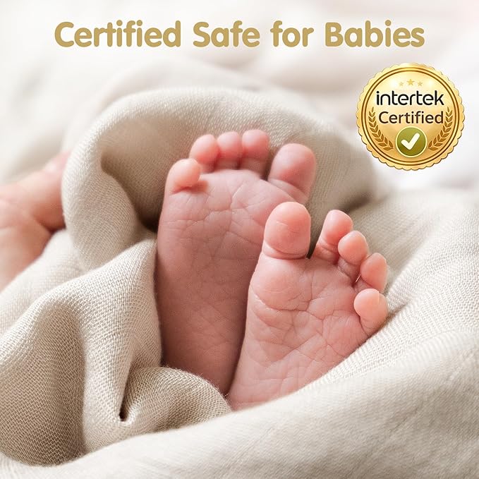 hahaland Muslin Swaddle Blankets Bamboo - 3-Pack, 1 Large (47" x 47") & 2 Standard (38" x 40") Breathable Silky Soft Receiving Blankets Swaddles for Newborns Newborn Essentials, Gold