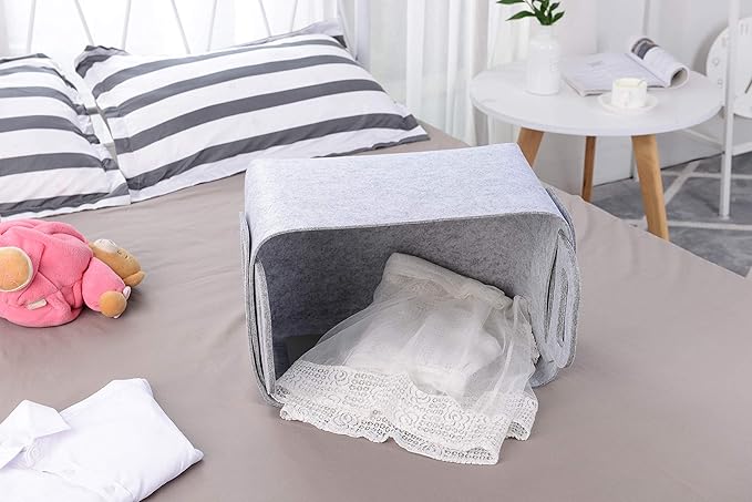 Storage Basket Felt Storage Bin Collapsible& Convenient Box Organizer with Carry Handles for Office Bedroom Closet Babies Nursery Toys Laundry (Light grey, 17.9inch（L）Ã?2.2inch（W）Ã?1.6inch（Hï¼?