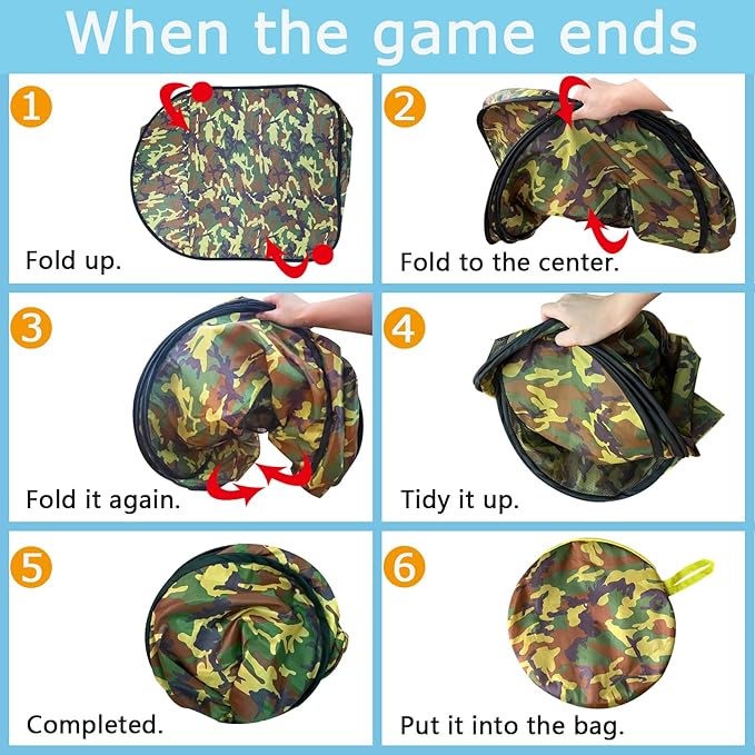 Kids Military Pop Up Play Tent, Army Camouflage Collapsible Playhouse for Kids，Indoor Outdoor Portable Play Tent for Children
