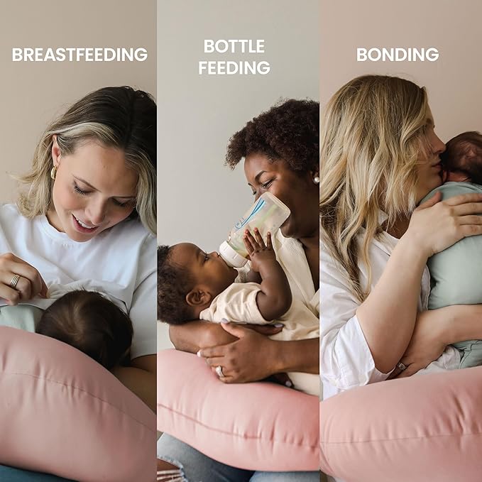 snuggle me Organic Nursing Pillow (New 2025 Design) | Bottle & Breastfeeding Pillow with Organic Cotton Cover & Fiberfill, Machine Washable Feeding Pillow, Newborn Essentials Must Haves (Gumdrop) - v2