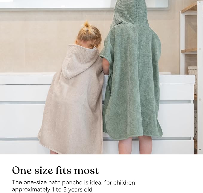 Ehrenkind® Kids Hooded Towel Poncho - 100% Organic Cotton Bathrobe for Boys & Girls, Soft & Absorbent Terry, Oeko-TEX Certified, One Size Beige, Perfect for Bath, Pool & Beach