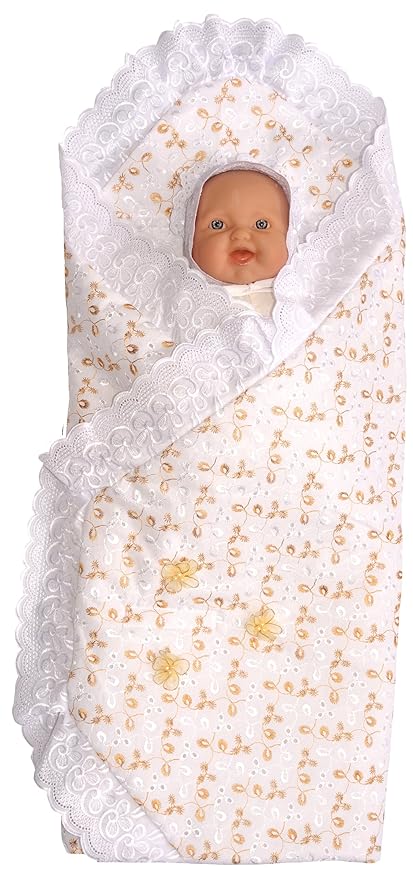 Embroidered Wrap Baby Blanket, Color: Gold
