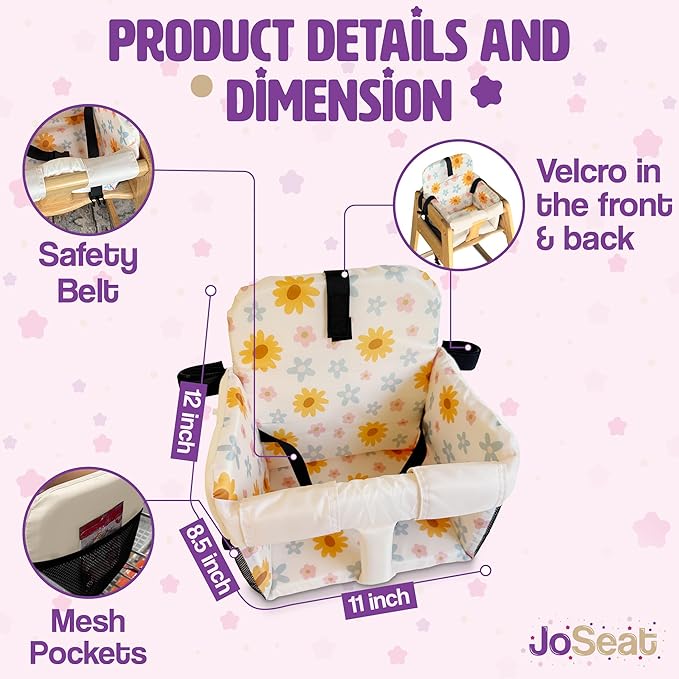 Shopping Cart Seat Cover for Baby, High Chair & Grocery Seat Protector, Padded Chair Covers for Restaurant Seats, Unisex Machine Washable Grocery Cart Liner & Swing Insert ??Floral
