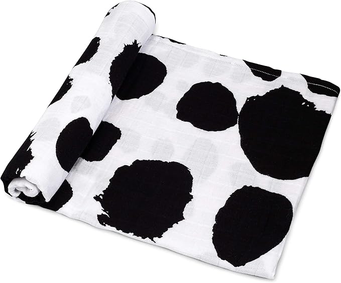 Goobie Baby Organic Muslin Swaddle Blanket, 100% Certified Organic Cotton, Ultra Soft & Breathable, Oversized 47 X 47 Inches for Easy Swaddling, Multi-Use Blanket for Nursing & More (Spotted)
