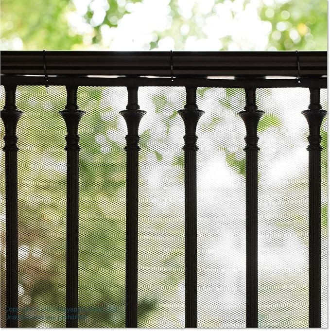 Roving Cove Stair Banister Guard 15ft x 3ft, Railing Safety Net for Baby Proofing, Child Safety Stairway Cover, Balcony Mesh Netting, Ebony Black