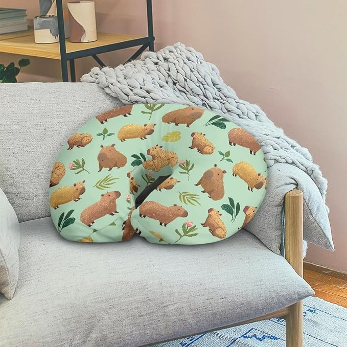 Green Leaf and Capybara Breastfeeding Pillow Cover Ultra Soft Comfortable Newborn Nursing Pillow Case Easy to Use and Dustptoof