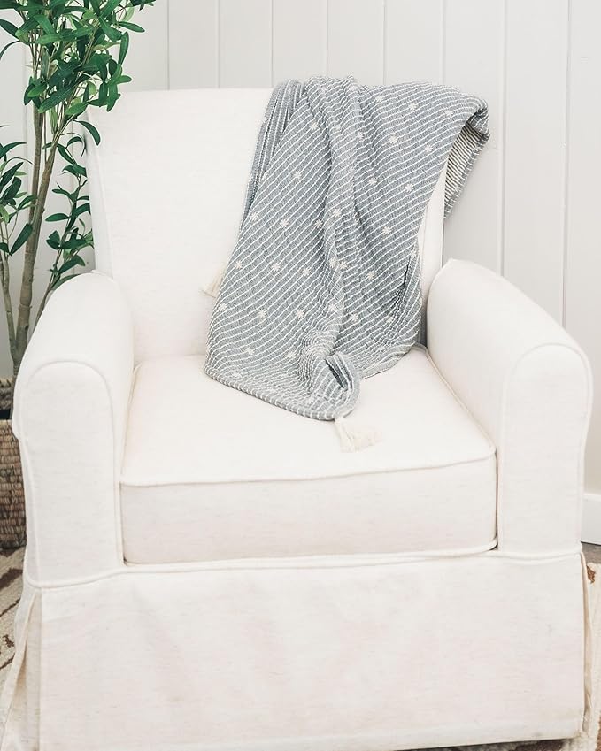 Crane Baby Starlight Luxe Blanket, Soft Cotton Nursery and Stroller Blanket, 100% Cotton, 36" x 36"