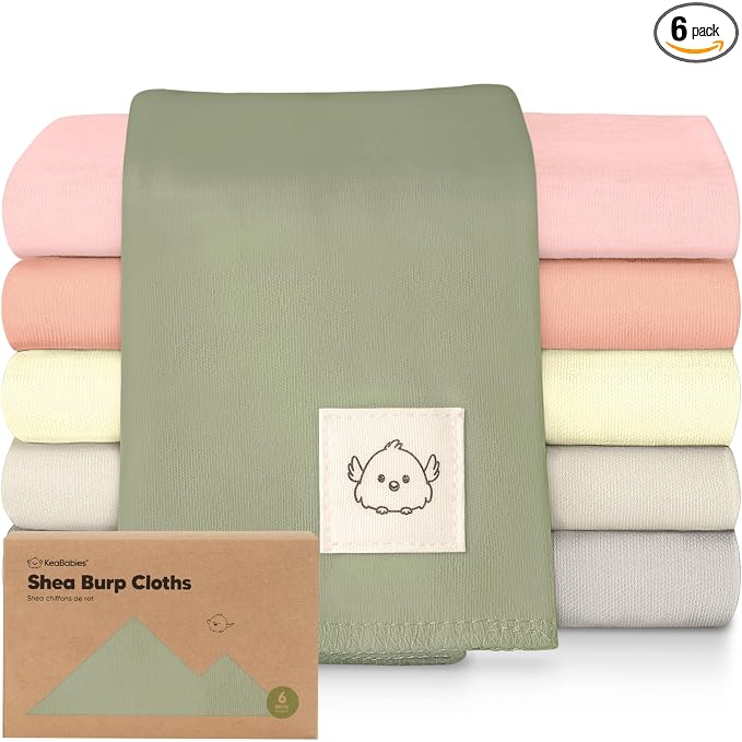 Organic Burp Cloths Baby Boy, Girl - 6-Pack Large 100% Cotton Burping Cloths for Babies, Spit Up Rags, Super Absorbent, Ultra Soft Newborn Rag, Gender Neutral, Machine Washable, Durable (Embrace)