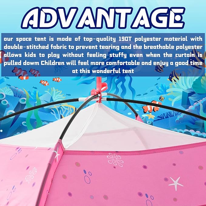 Kids Play Mermaid Tent for Kids, Play Tentes Foldable Pop Up Indoor Outdoor Party Playhouse Tents Toy for Boys Girls-47 * 47 * 41 (Pink)
