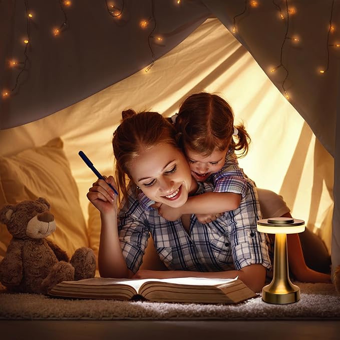 O?™Bright Portable LED Table Lamp with Touch Sensor, 3-Levels Brightness, Rechargeable Battery Up to 48 Hours Usage, Night Light for Kids Nursery, Nightstand Lamp, Bedside Lamp (Silver)