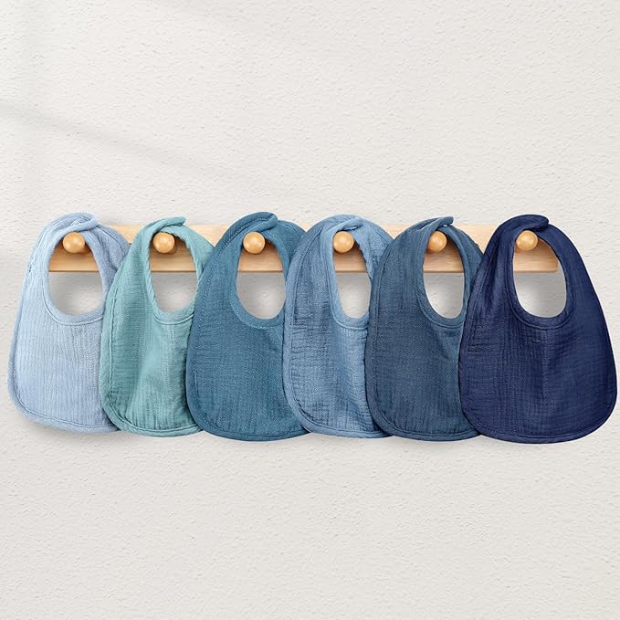 Muslin Baby Bibs for Unisex Boys Girls, Cotton Drool Bibs, Adjustable Newborn Bibs for Drooling and Teething