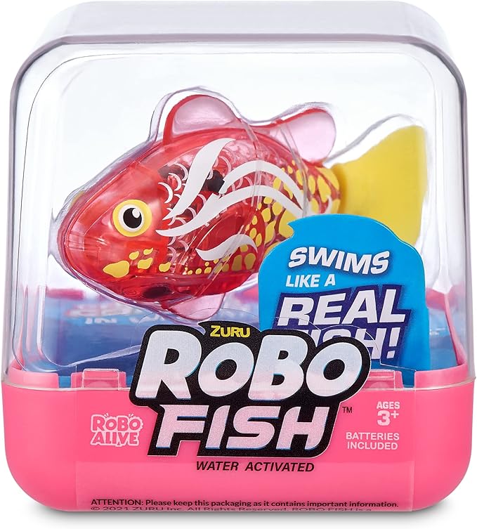 Robo Alive Robo Fish Series 2 (Hot Pink + Pink 2 Pack) by ZURU Robotic Swimming Fish Water Activated, Changes Color, Comes with Batteries, Amazon Exclusive,Multi,7165H