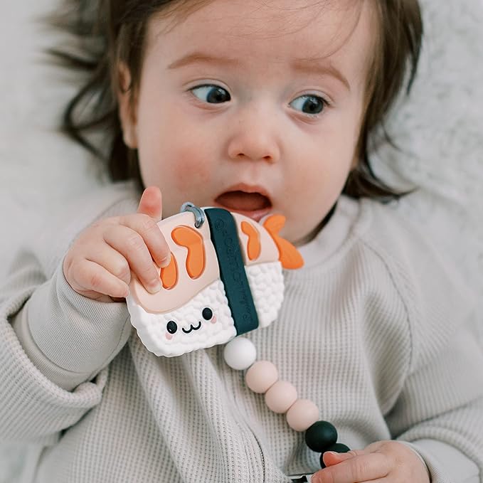 Silicone Teether ??Food-Grade, BPA-Free Teething Relief Toy for Babies ??Safe, Durable & Easy-to-Hold Infant Teether ??Textured Sensory Toy for Soothing Sore Gums - EBI Sushi