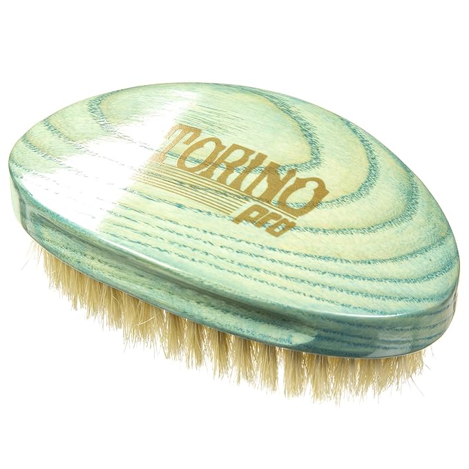 Torino Pro Soft Palm Wave Brush By Brush King #1970 - Curved Wavy Design for Laying Down 360 Waves, No Handle