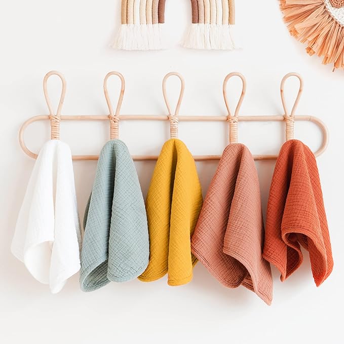Konssy Muslin Baby Burp Cloths Sets for Unisex- 6 Pack Large 100% Cotton Burping Clothes for Newborn, Baby Girls and Boys
