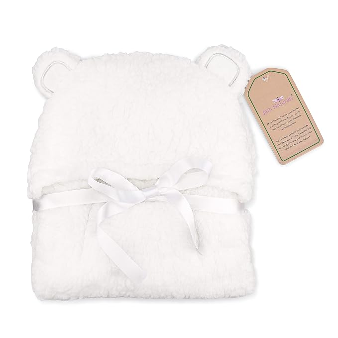 Jam Naturals Baby Swaddle Blanket, Cute Bear Organic Cotton Receiving Swaddling Wrap, Gender Neutral Soft Newborn Baby Registry Gift, White, 0-3m