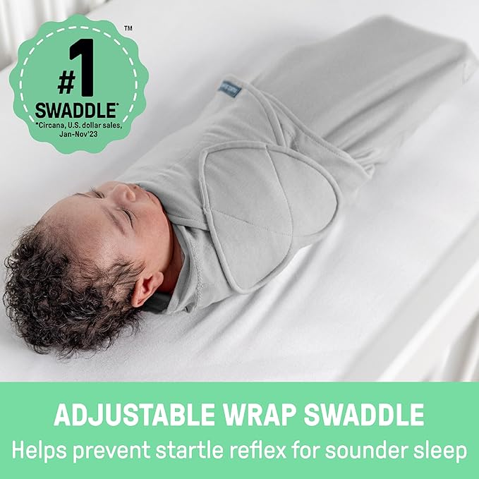 SwaddleMe by Ingenuity Monogram Collection Baby Swaddle, 100% Cotton, Improves Sleep & Calms Startle Reflex, 0-3 Months, Pocket Fold Design for Easy Changes, 1.0 TOG, 3-Pack - Dino Mite