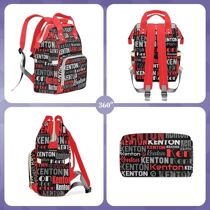 Custom Name Diaper Bag Mommy Bag with Multi-function Shoulders Outdoor Backpack for Newborn Baby Boy, Red Customized Nappy Backpack with Thermal Pockets Nursing Bags