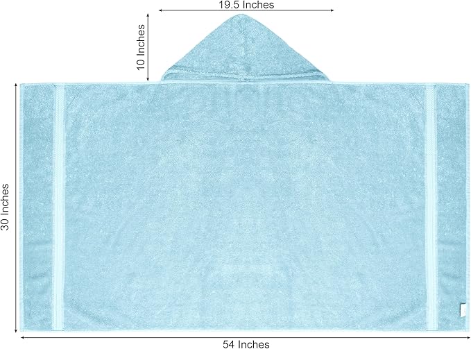 ORIGINAL KIDS Hooded Bath Towel Wrap - 2 Pack - Ultra Soft 100% Cotton Terry Large Oversized Hooded Kids Towel - Shower Pool Beach - 579 GSM Absorbent Quick Dry Plush Gift - 30 x 54 - Light Blue