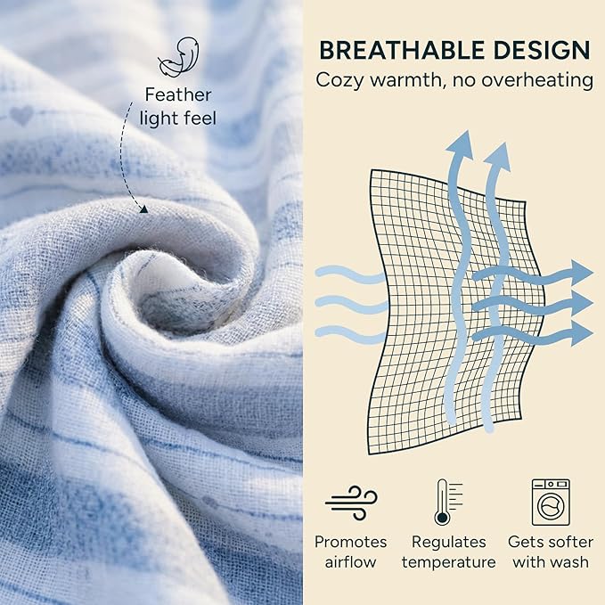 Muslin Swaddle Blankets for Newborns, 4 Pack Multipurpose 100% Organic Cotton, Ultra Soft Breathable Receiving Blanket 47 x 47 inches, Swaddle Wrap for Baby Boys & Girls