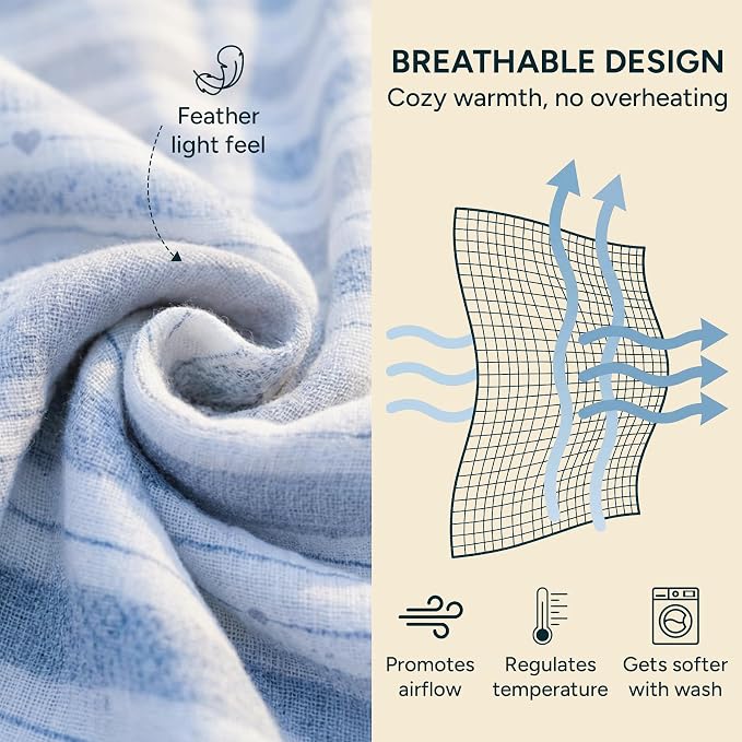 Muslin Swaddle Blankets for Newborns, 2 Pack Multipurpose 100% Organic Cotton, Ultra Soft Breathable Receiving Blanket 47 x 47 inches, Swaddle Wrap for Baby Boys & Girls