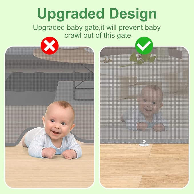 Retractable Baby Gate, Extra Wide Safety Kids or Pets Gate, 33” Tall, Extends to 55” Wide, Mesh Safety Dog Gate for Stairs, Indoor, Outdoor, Doorways, Hallways(33”x55”- Grey)