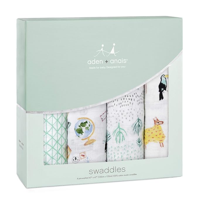 Aden + Anais 4-Pack Lightweight Cotton Swaddle Blankets